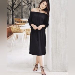 Ann Taylor Off the Shoulder Blouson Midi Dress